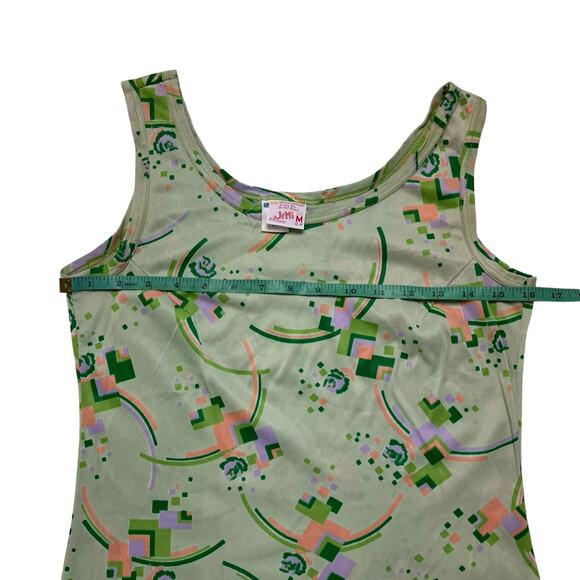 Vintage 60s Mod Green Geometric Print Triacetate Tank Top Size Medium JC Penney - Picture 8 of 10